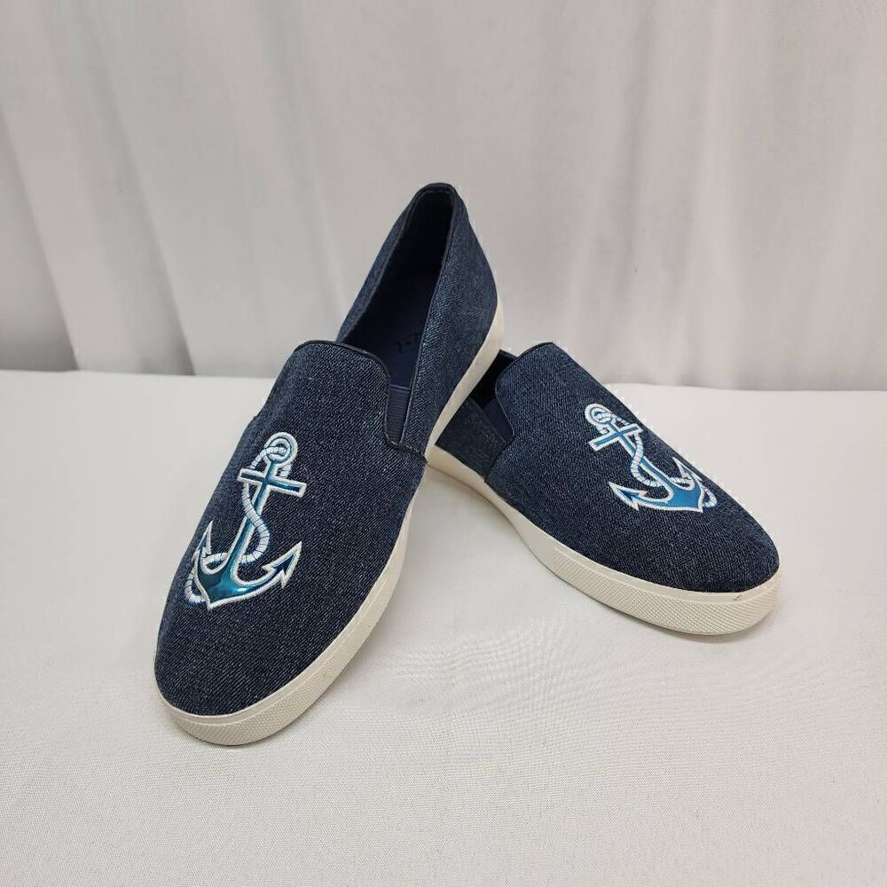 Katy Perry Canvas Slip-On Shoes Size 11 - The Kerry Women's Sneakers Anchor Blue